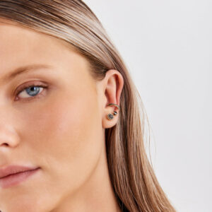 Gold diamond hoop earring-EVANGELINE