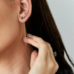 Gold diamond climber earring-ELLEN