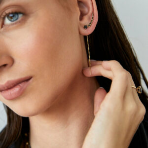 Gold diamond climber earring-ELLEN