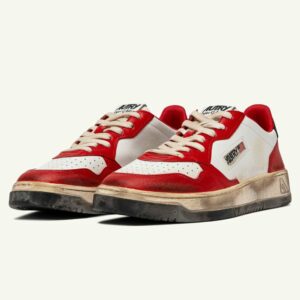 AUTRY-MEDALIST LoW SUPER VINTAGE SNEAKERS IN WHITE RED AND BLACK LEATHER