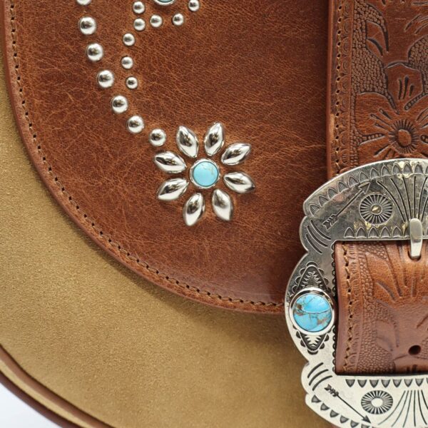 HTC-JOAN SUEDE FLOWERS CAMEL BAG