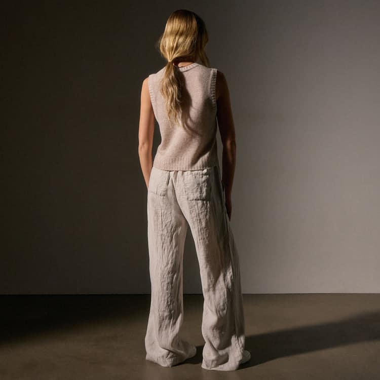 JAMES PERSE-WIDE LEG RELAXED LINEN PANT SALT PIGMENT