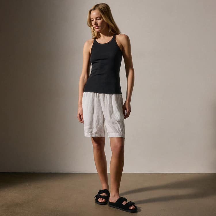 JAMES PERSE-RIBBED CAMI TANK BLACK