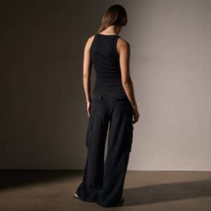 JAMES PERSE-RIBBED CAMI TANK BLACK