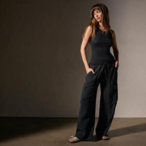 JAMES PERSE-RIBBED CAMI TANK BLACK