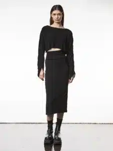 THOM/KROM-WTS559 BLACK cropped shirt