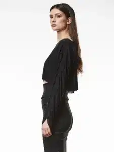 THOM/KROM-WTS559 BLACK cropped shirt