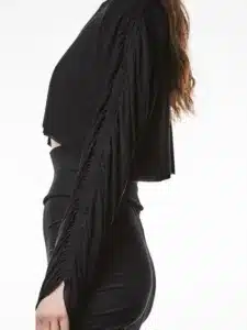 THOM/KROM-WTS559 BLACK cropped shirt