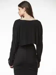 THOM/KROM-WTS559 BLACK cropped shirt