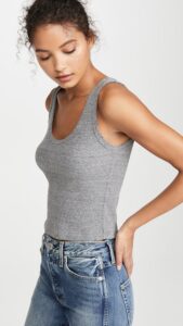 AMO-CROP RIB TANK HEATHER GREY