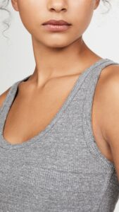 AMO-CROP RIB TANK HEATHER GREY