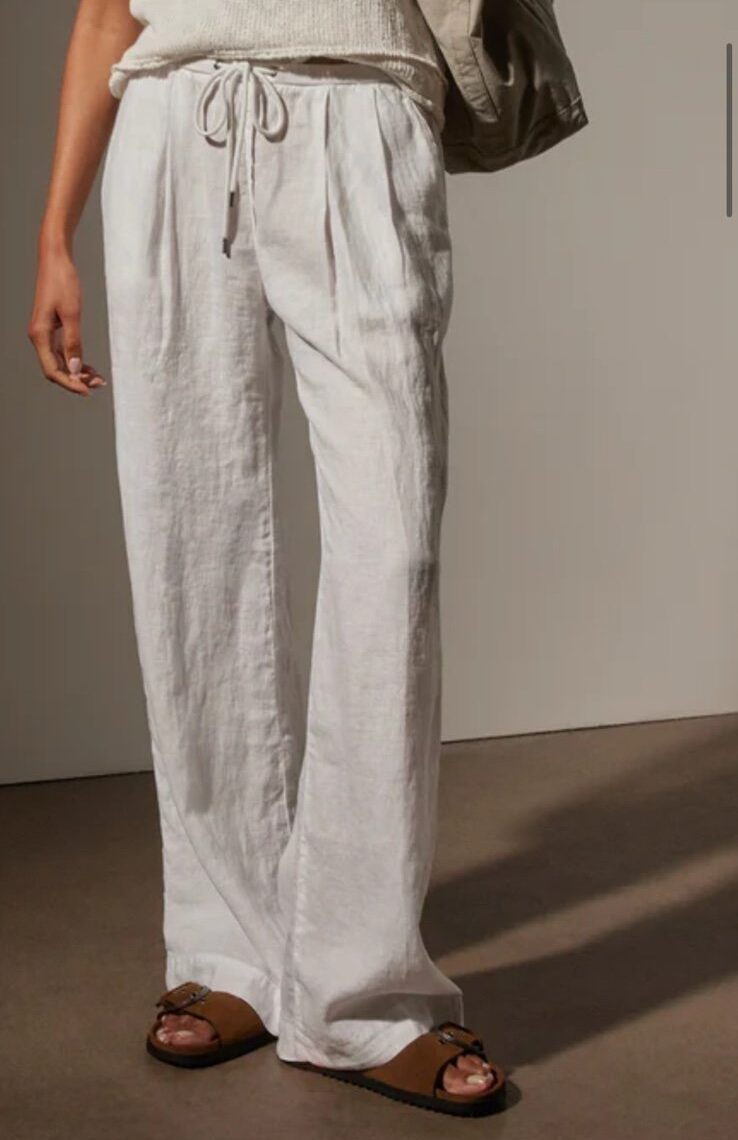 JAMES PERSE-WIDE LEG RELAXED LINEN PANT SALT PIGMENT