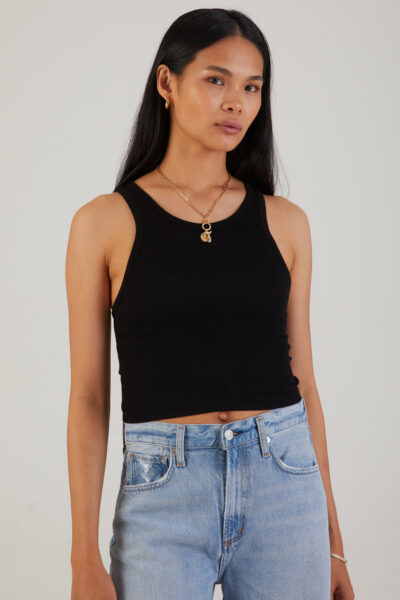 COTTON CITIZEN-VERONA CROP TANK JET BLACK