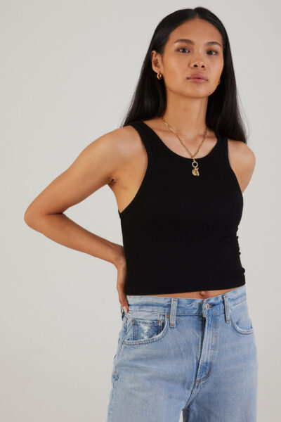 COTTON CITIZEN-VERONA CROP TANK JET BLACK