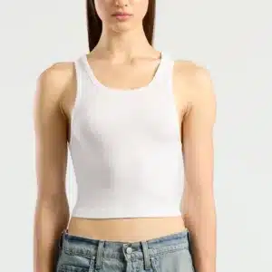 COTTON CITIZEN-VERONA CROP TANK WHITE
