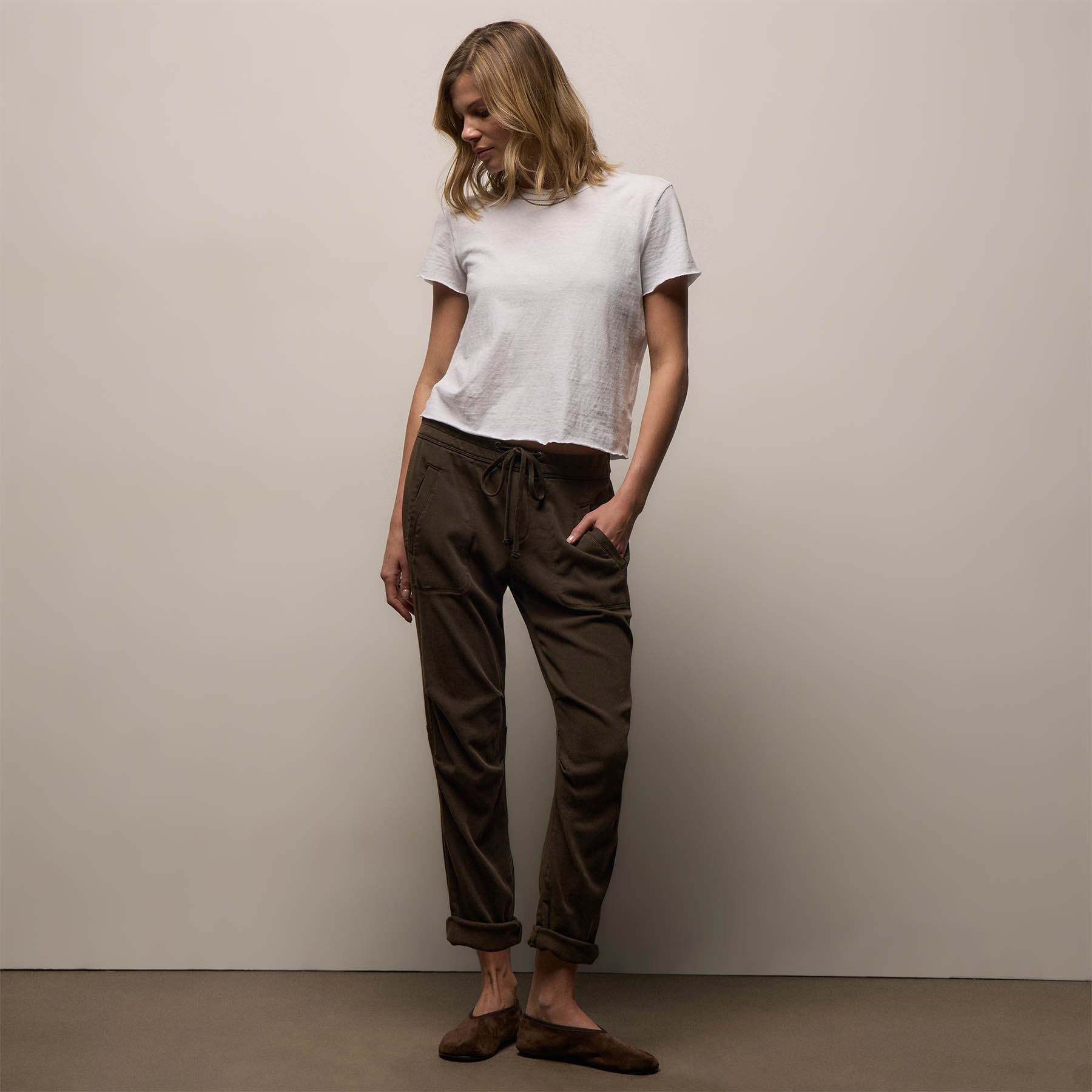 JAMES PERSE-SOFT DRAPE PANT-Smoky Green Pigment JAMES PERSE-SOFT DRAPE PANT-Smoky Green Pigment