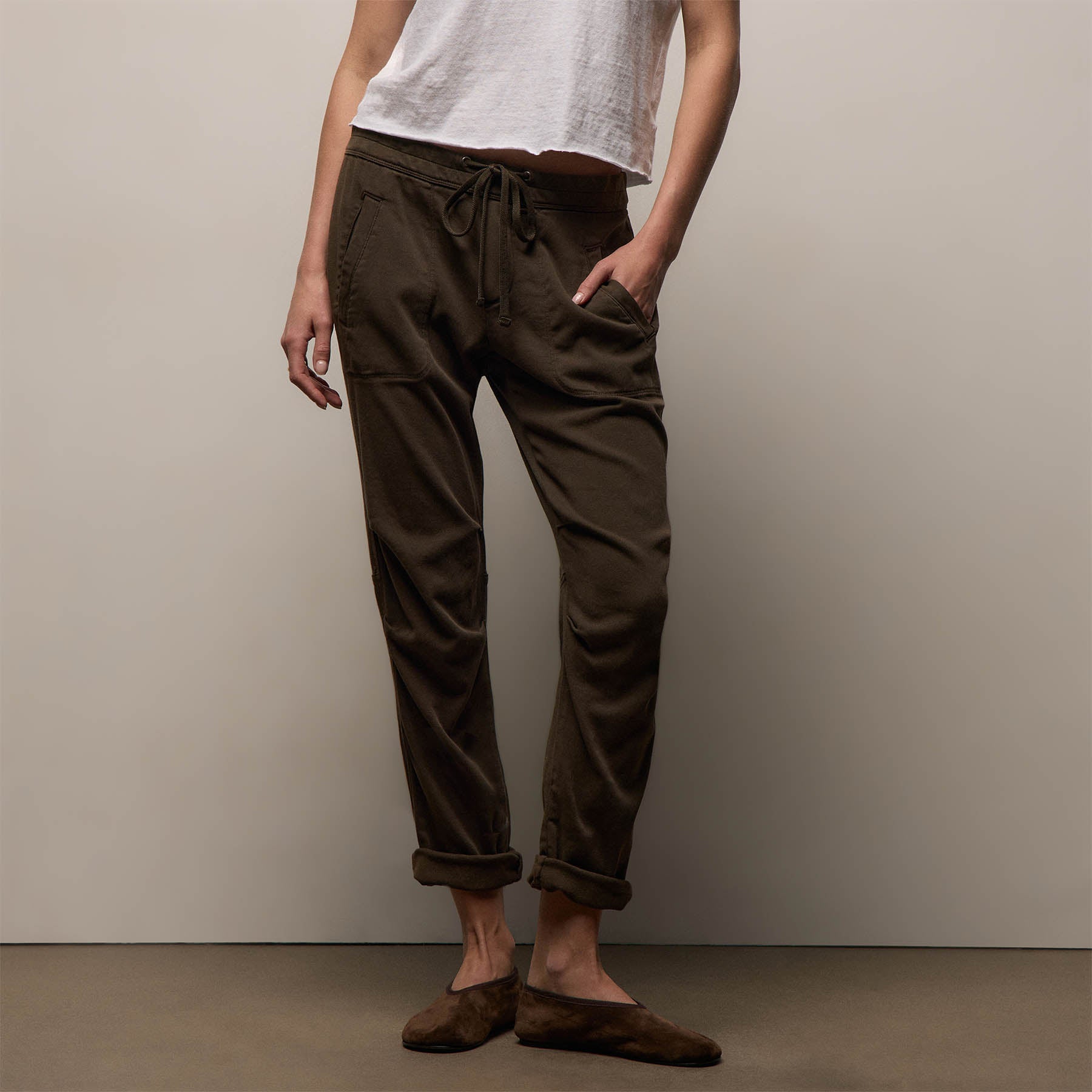 JAMES PERSE-SOFT DRAPE PANT-Smoky Green Pigment JAMES PERSE-SOFT DRAPE PANT-Smoky Green Pigment