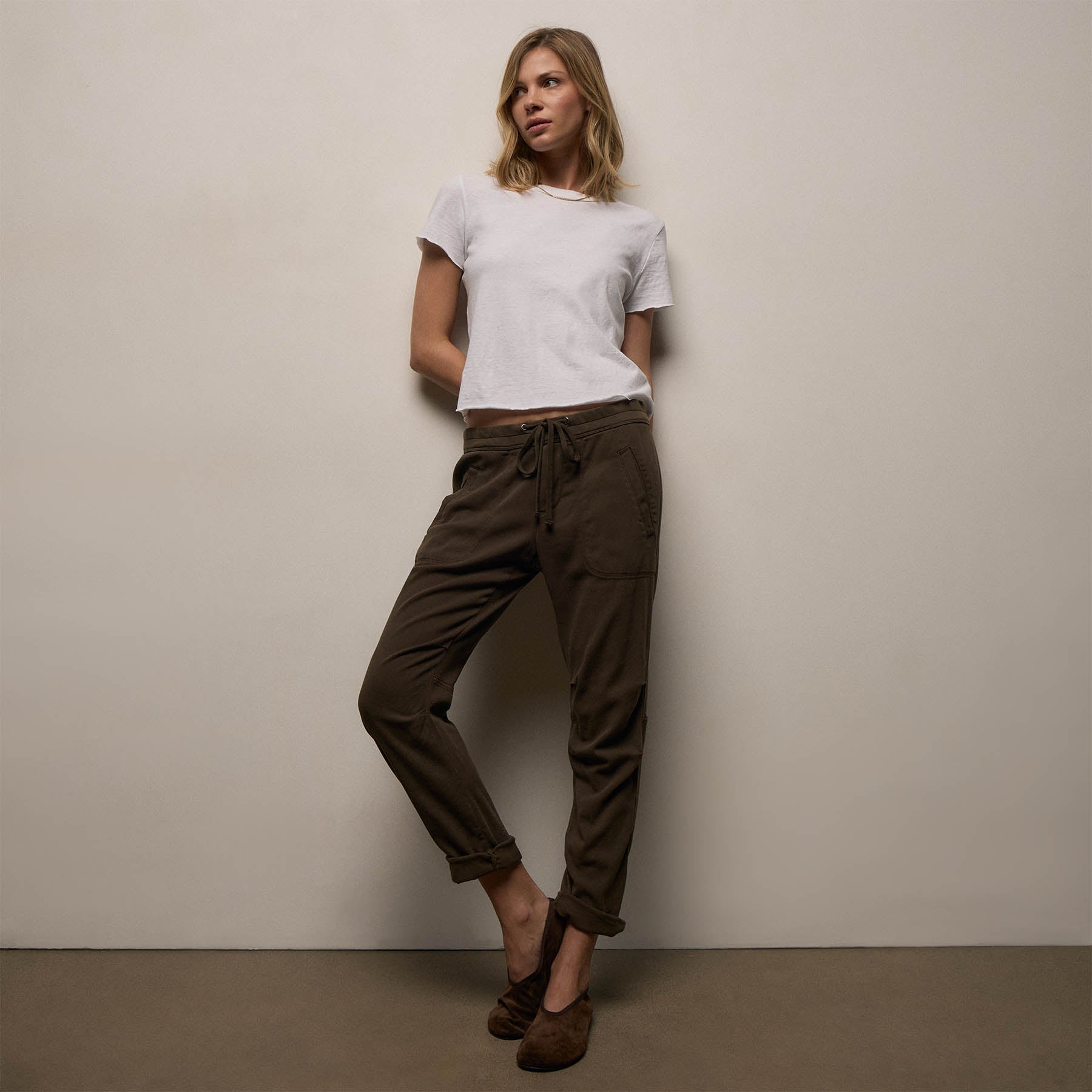 JAMES PERSE-SOFT DRAPE PANT-Smoky Green Pigment JAMES PERSE-SOFT DRAPE PANT-Smoky Green Pigment