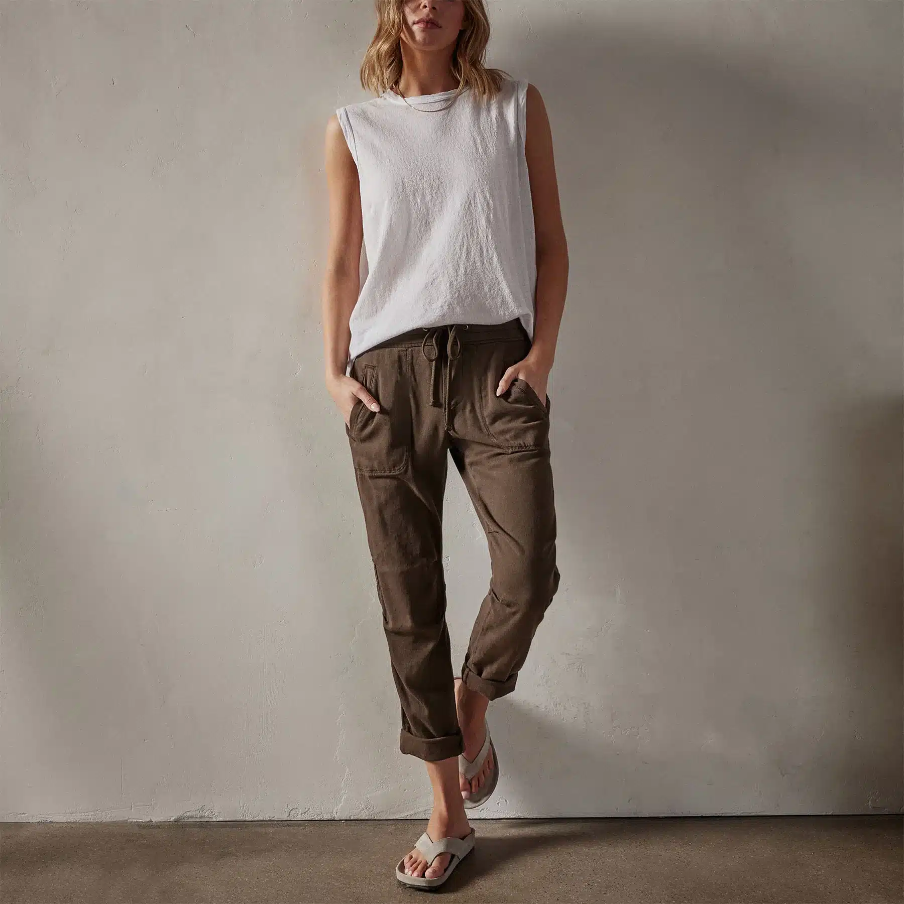 JAMES PERSE-SOFT DRAPE PANT-Smoky Green Pigment JAMES PERSE-SOFT DRAPE PANT-Smoky Green Pigment