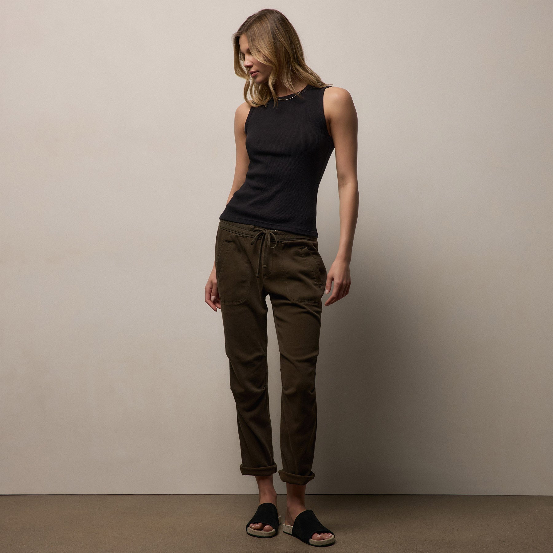 JAMES PERSE-SOFT DRAPE PANT-Smoky Green Pigment JAMES PERSE-SOFT DRAPE PANT-Smoky Green Pigment