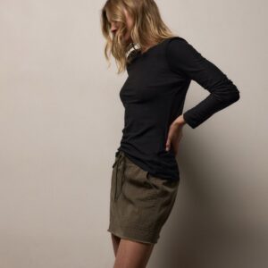 JAMES PERSE-SHEER SLUB LONG SLEEVE CREW-Black WUA3361