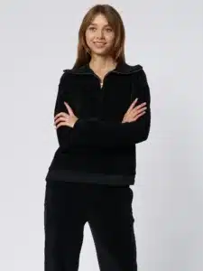 XIRENA-Black Oliver Velour Sweatshirt