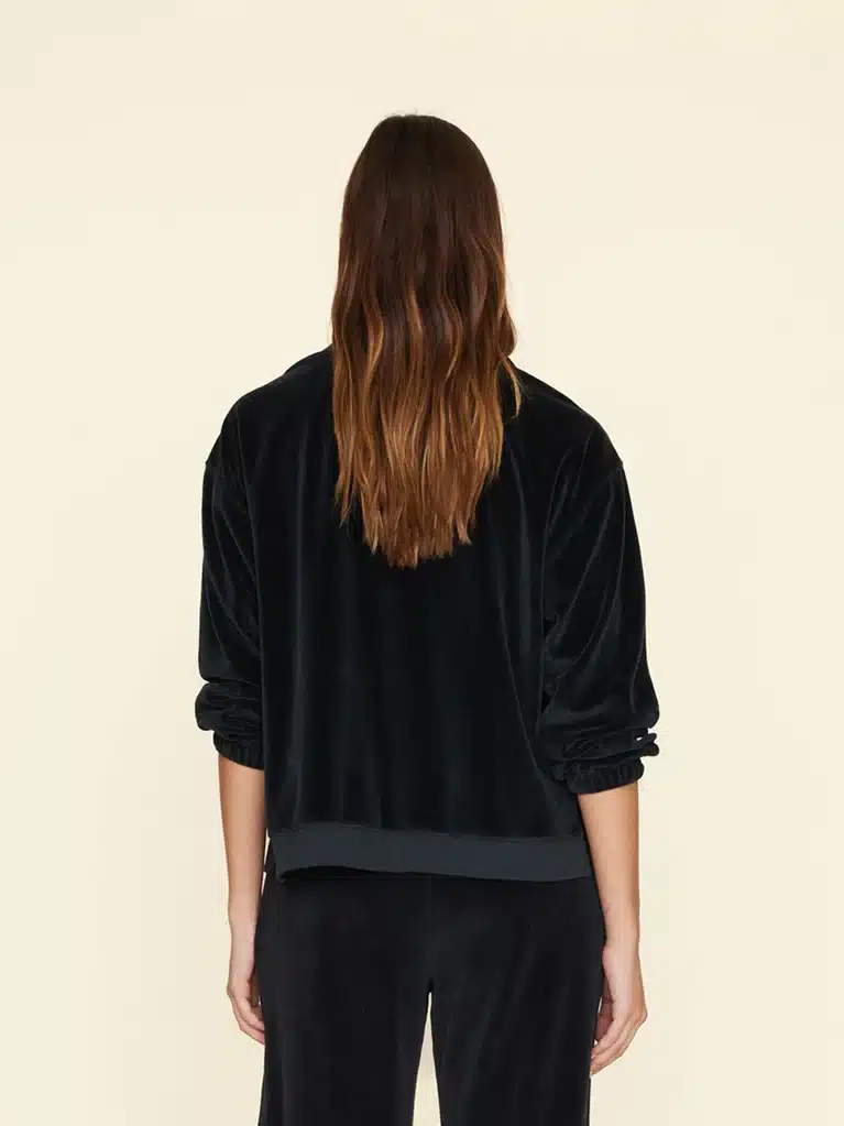 XIRENA-Black Oliver Velour Sweatshirt