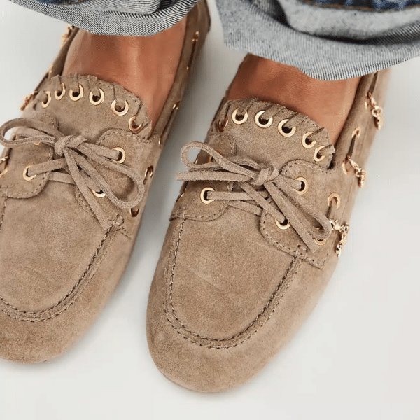 jeffery campbell-Treasure Chest Boat Shoes Taupe Distressed