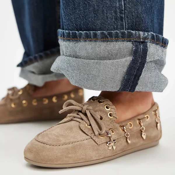 jeffery campbell-Treasure Chest Boat Shoes Taupe Distressed