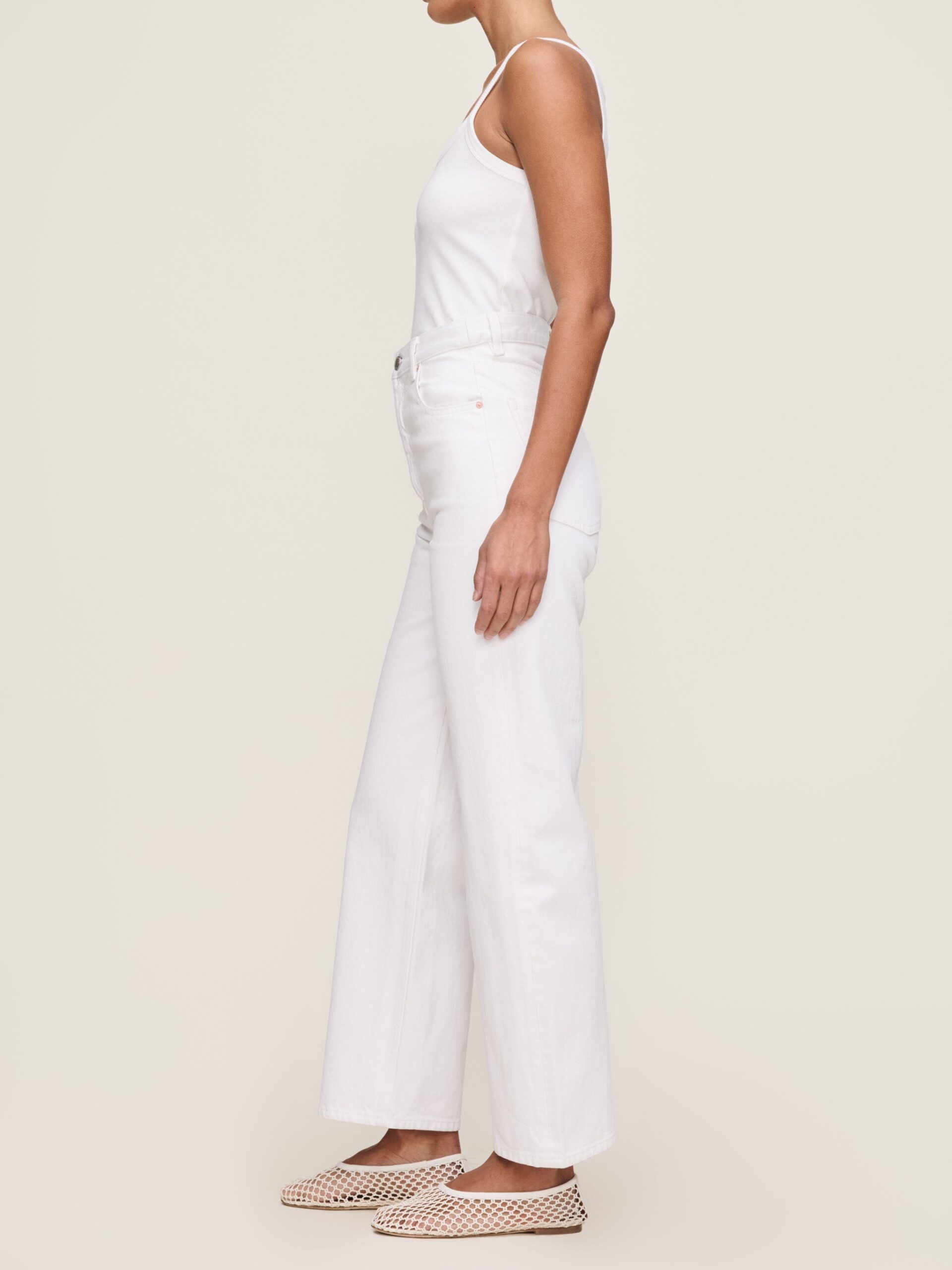 DL1961-Karmine Refined Wide Leg High Rise 28" White