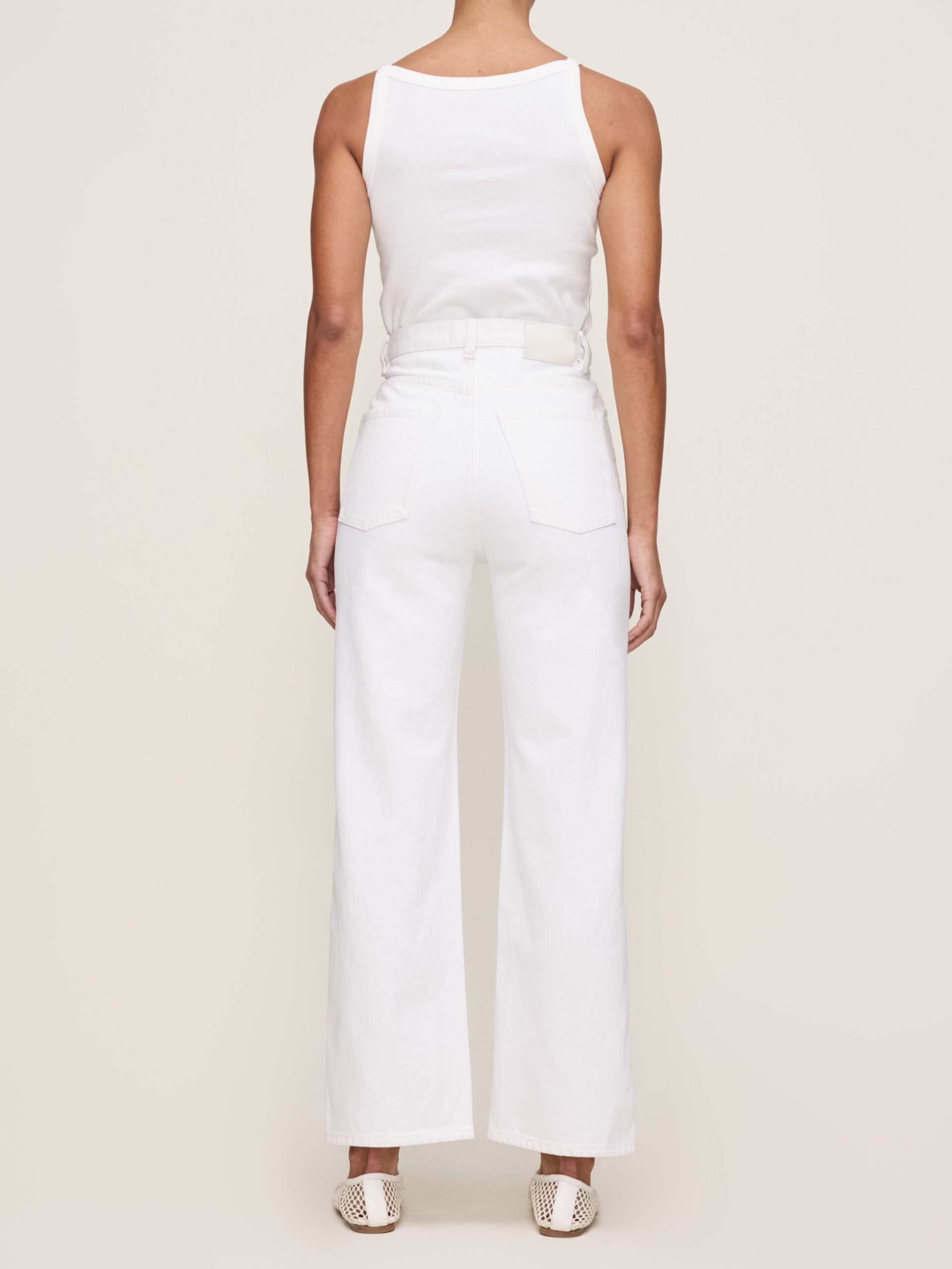 DL1961-Karmine Refined Wide Leg High Rise 28" White