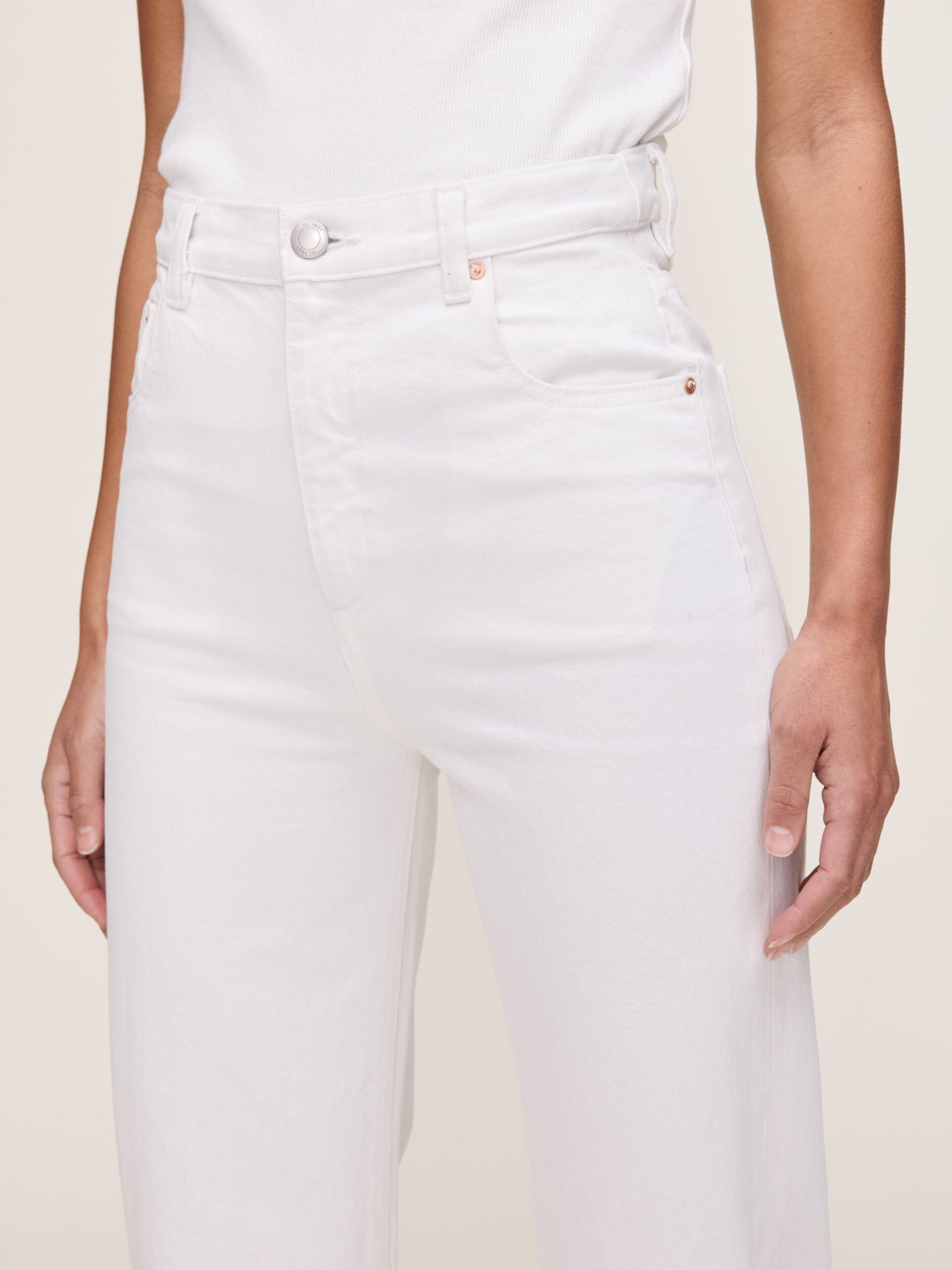 DL1961-Karmine Refined Wide Leg High Rise 28" White