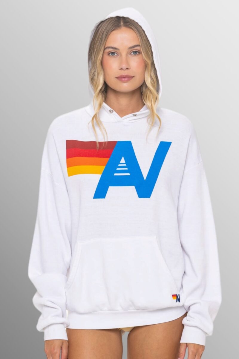 AVIATOR NATION-LOGO PULLOVER RELAXED HOODIE WHITE