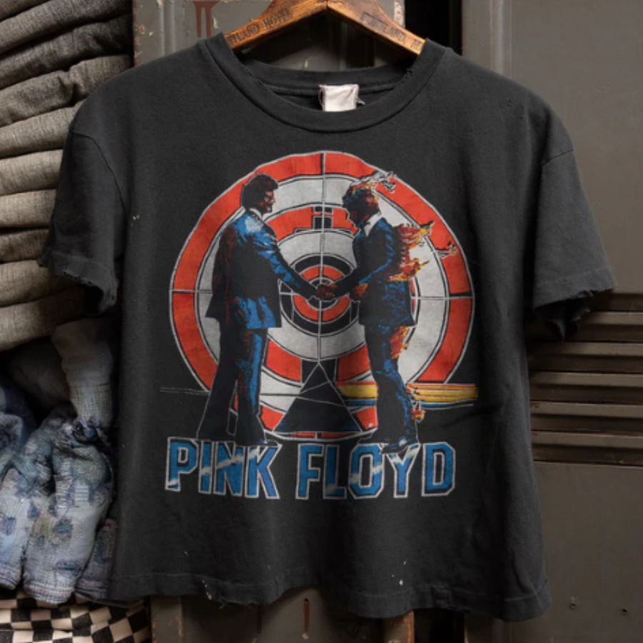 MADEWORN PINK FLOYD CROP TEE COAL