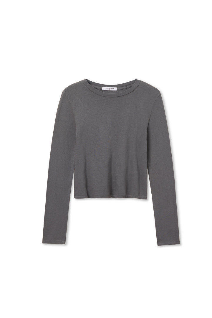 PERFECT WHITE TEE–JAMIE RECYCLED COTTON CREW TEE CHARCOAL