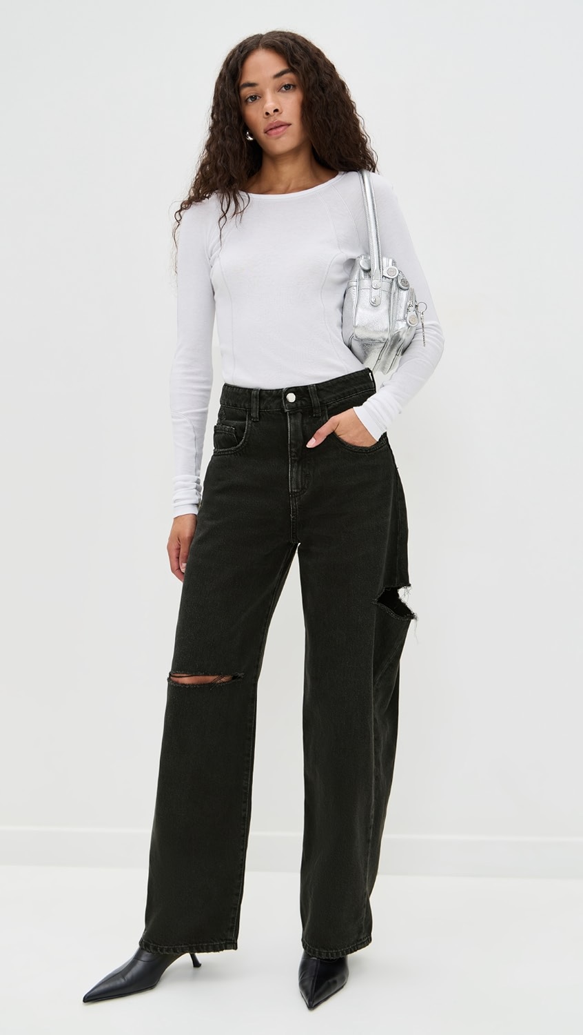 ICON DENIM-POPPY WIDE LEG JEANS Graphite Black