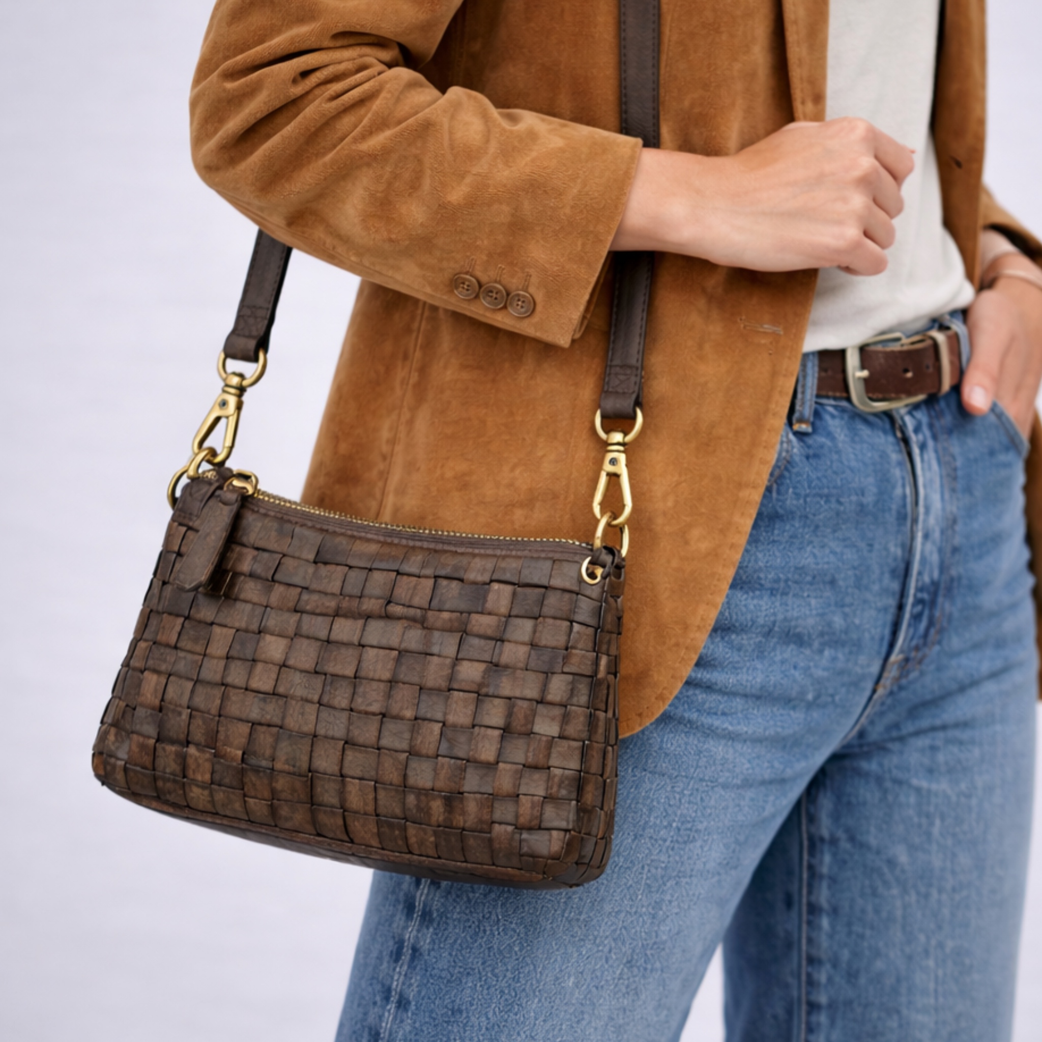 CAMPOMAGGI-BRAIDED SHOULDER BAG MILITARY