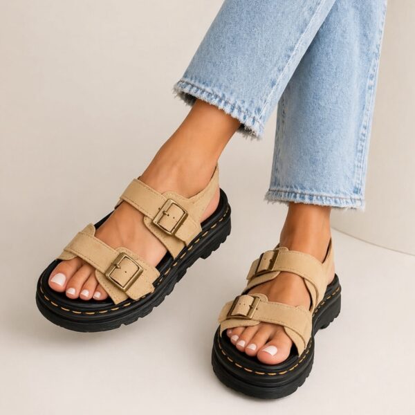 DR.MARTENS-ZEBZAG SUEDE SANDAL TAN EH SUEDE