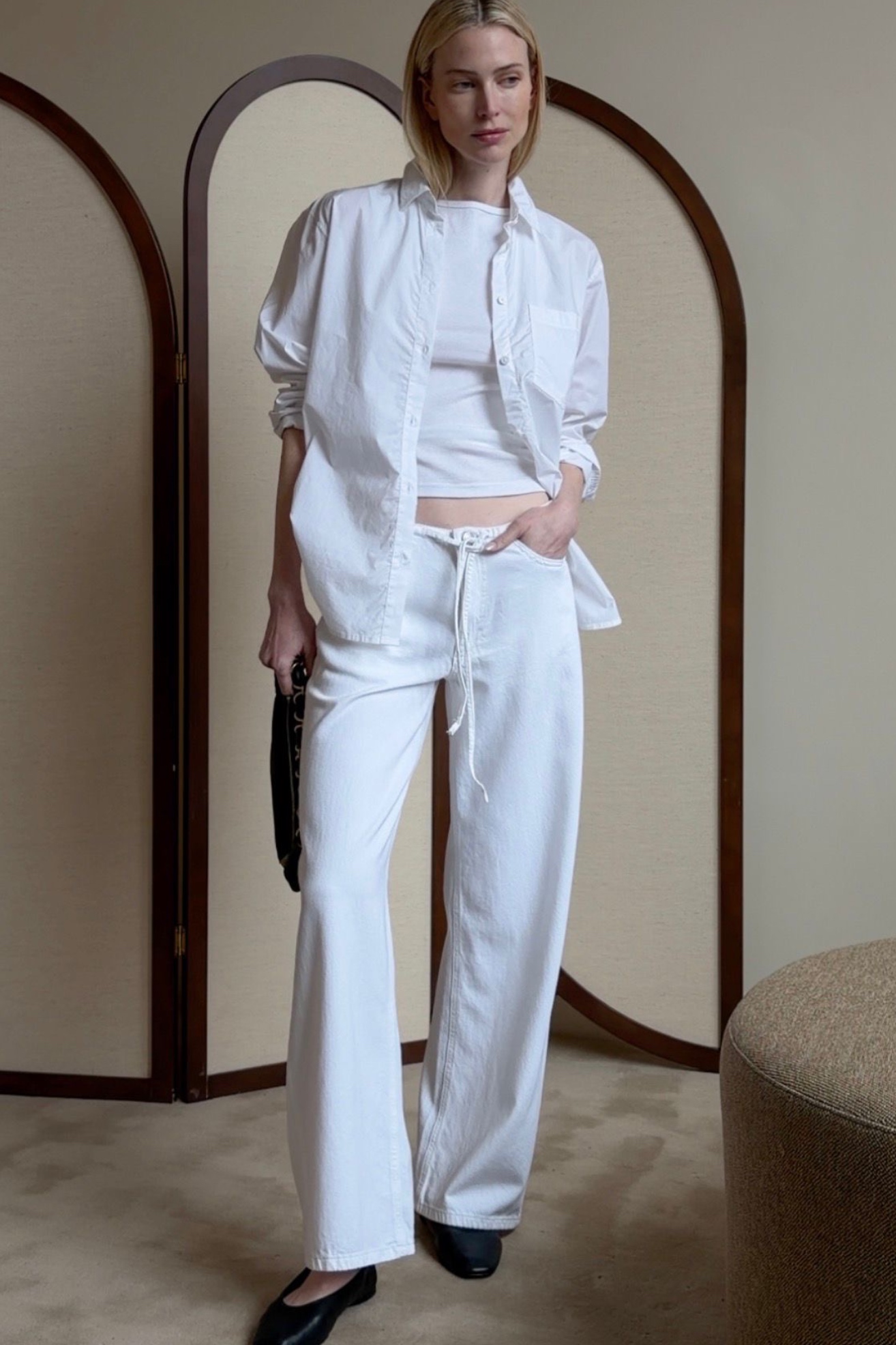 DL1961-SIENNA RELAXED WIDE LEG JEANS WHITE AURA