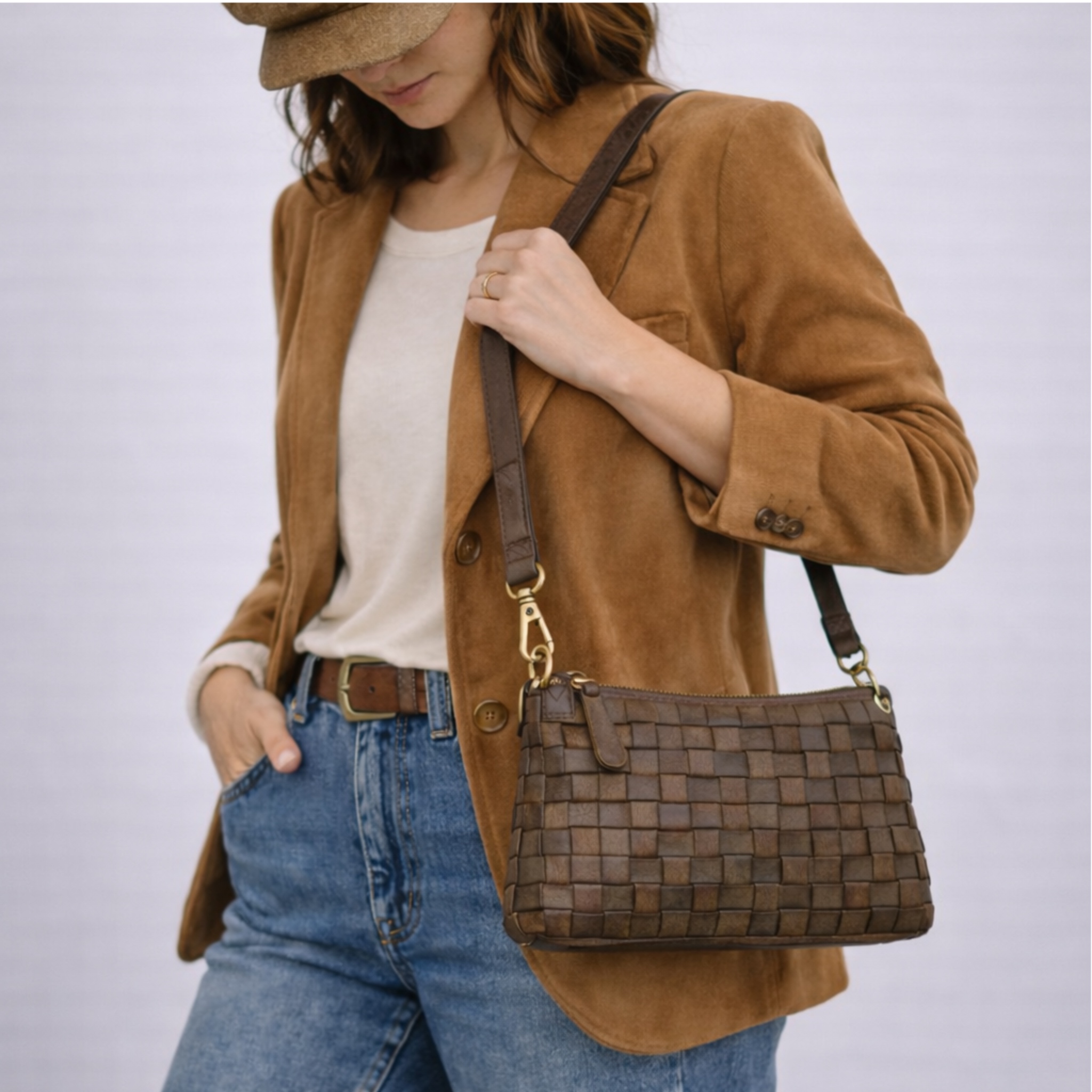 CAMPOMAGGI-BRAIDED SHOULDER BAG MILITARY