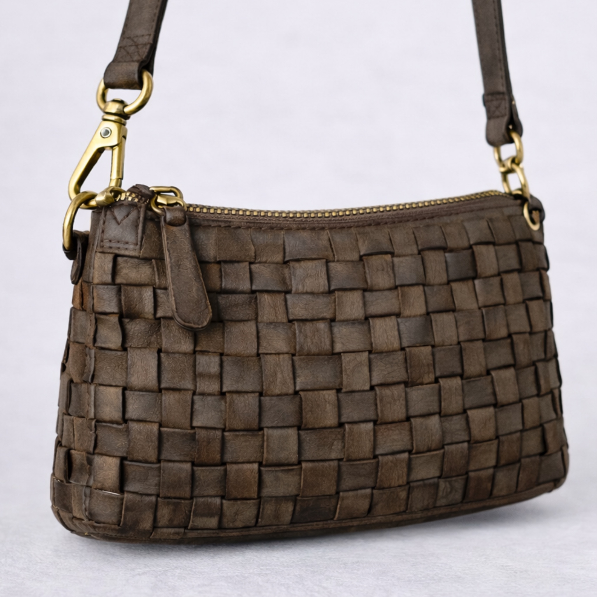 CAMPOMAGGI-BRAIDED SHOULDER BAG MILITARY