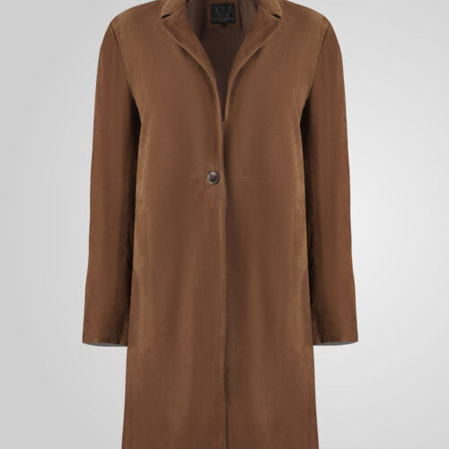 BOD&CHRISTENSEN-MELINDA OVERSIZE KNEE LENGTH SUEDE BLAZER SADDLE