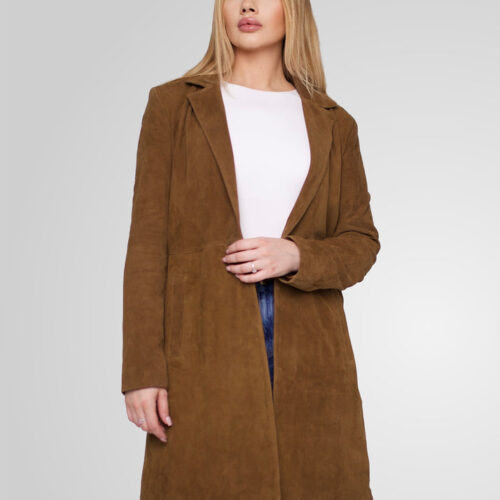 BOD&CHRISTENSEN-MELINDA OVERSIZE KNEE LENGTH SUEDE BLAZER SADDLE