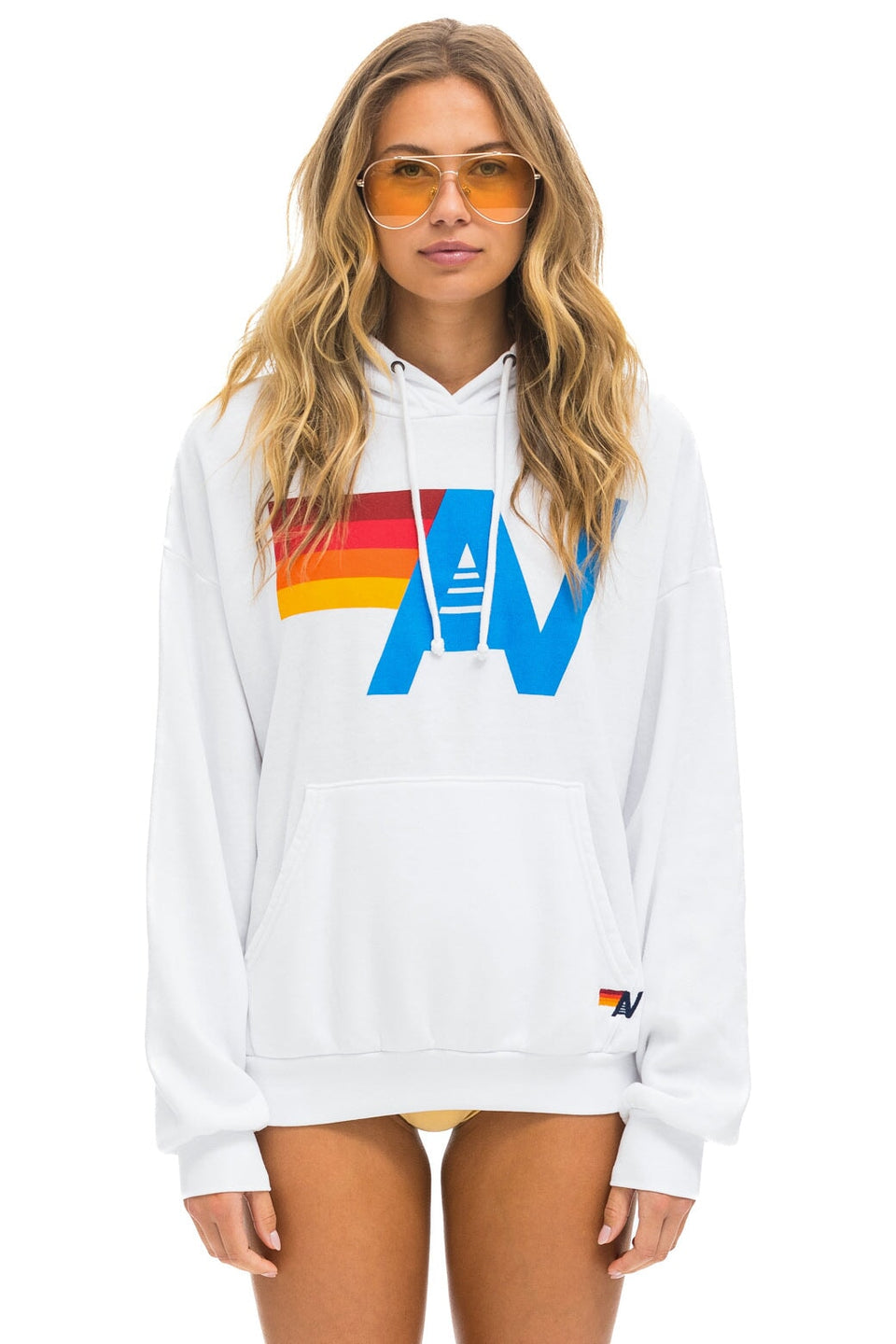 AVIATOR NATION-LOGO PULLOVER RELAXED HOODIE WHITE