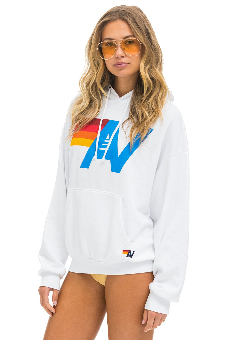AVIATOR NATION-LOGO PULLOVER RELAXED HOODIE WHITE