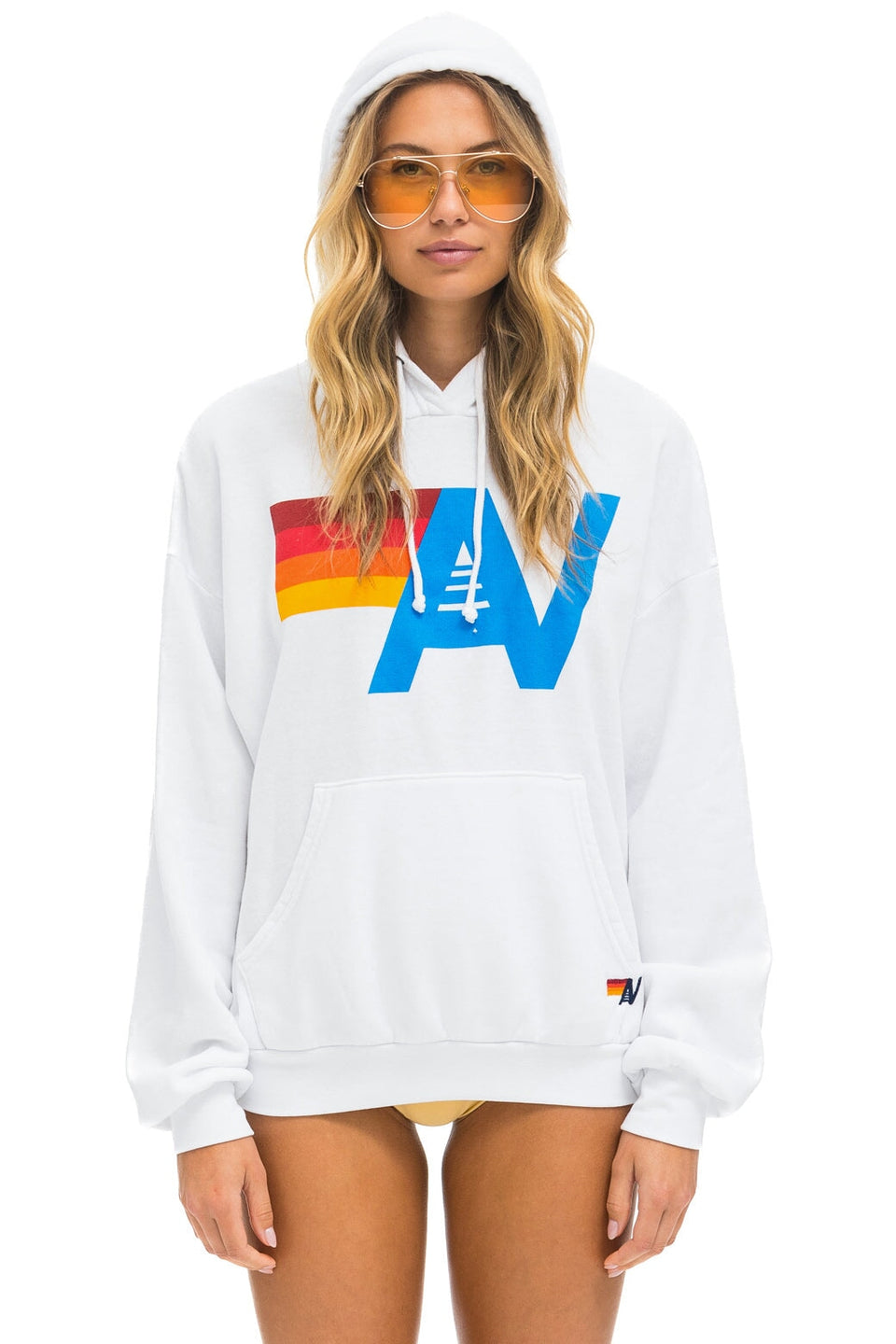 AVIATOR NATION-LOGO PULLOVER RELAXED HOODIE WHITE