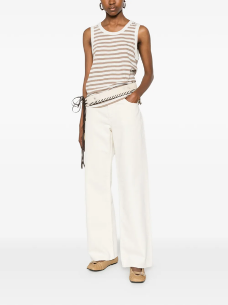 MAJESTIC FILATURES-STRIPED TANK TOP COFFEE LATTE