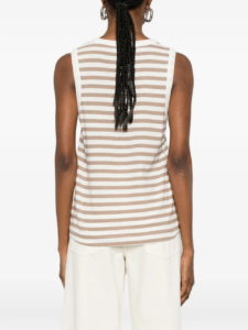 MAJESTIC FILATURES-STRIPED TANK TOP COFFEE LATTE