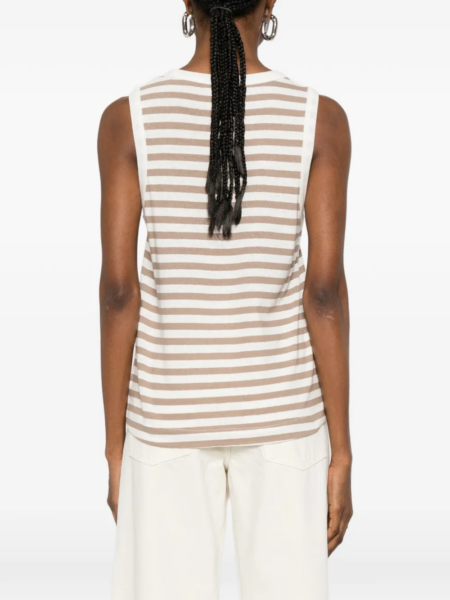 MAJESTIC FILATURES-STRIPED TANK TOP COFFEE LATTE