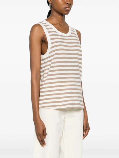 MAJESTIC FILATURES-STRIPED TANK TOP COFFEE LATTE
